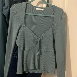 Sweetheart neckline Ribbed Knit longsleeve